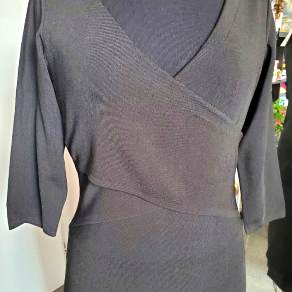 H&M black crossover bodycon dress sz Medium
